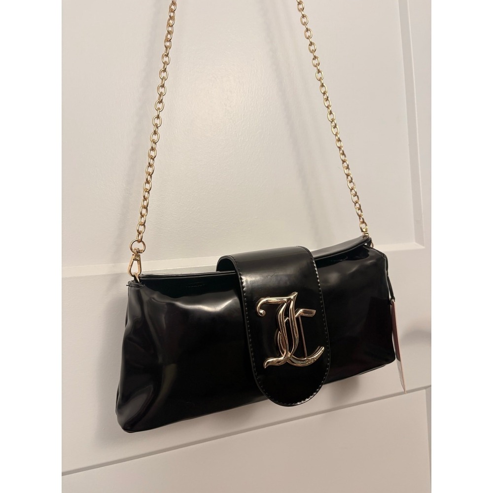NWT Juicy Couture Crossbody Baguette Bag, Black Gold Logo - Picture 8 of 9